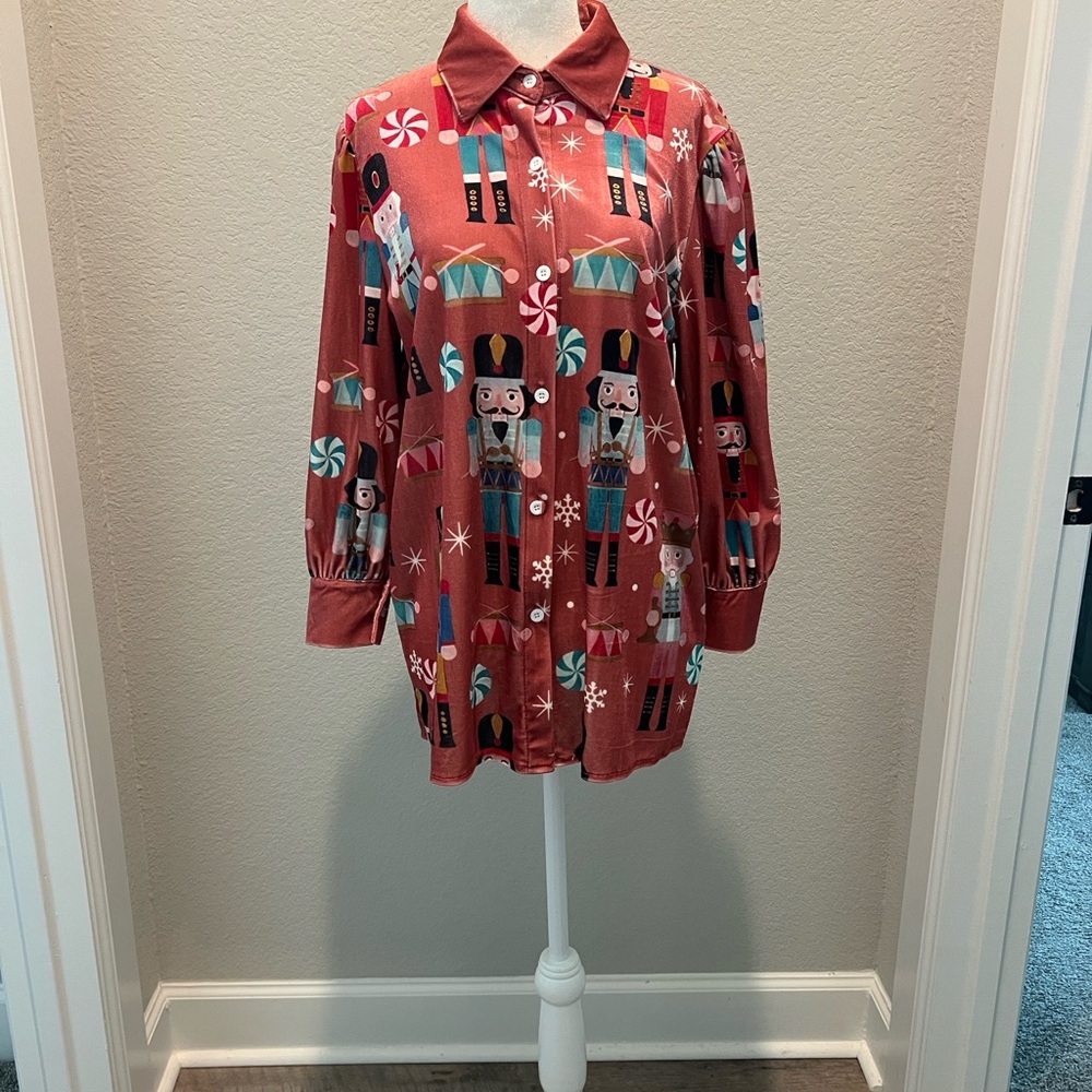 Nutcracker Print Button Down Shirt - image 2